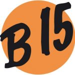 Zu sehen ist das Logo des Jugendhaus B15 in Gerlingen. Es ist ein Gelber Kreis, vor dem in schwarzen Buchstaben B15 steht.